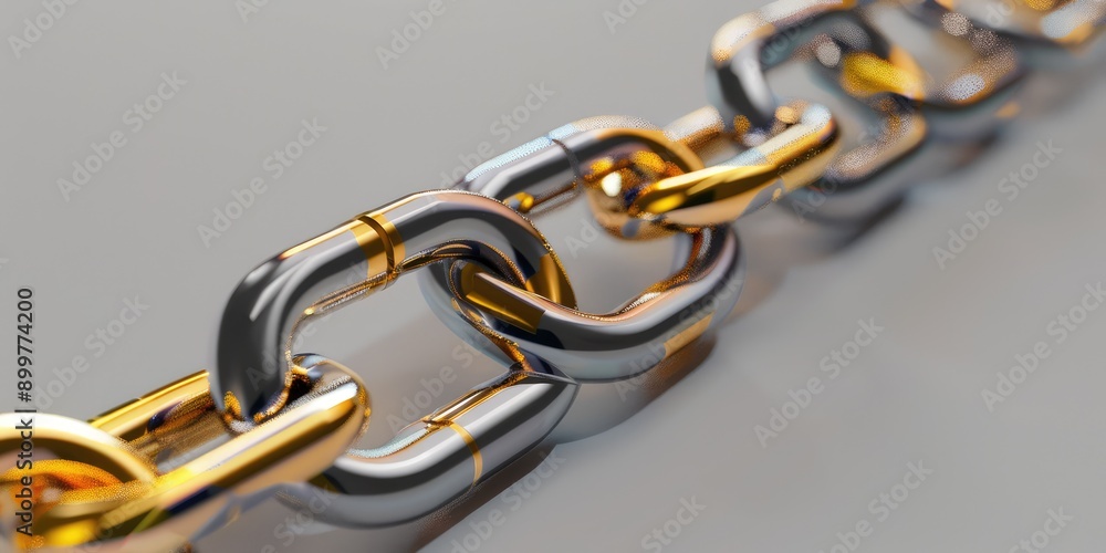 Fototapeta premium Gold Element Metal Chain close up. Ai generation.