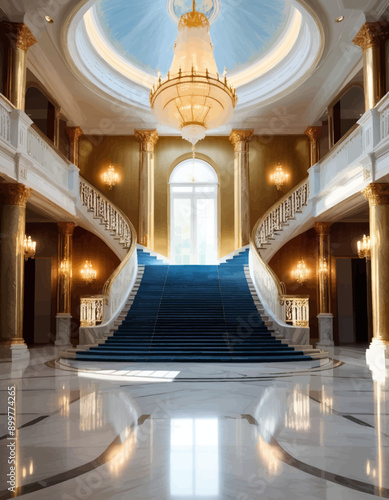 Grand staircase in luxurious interior photo