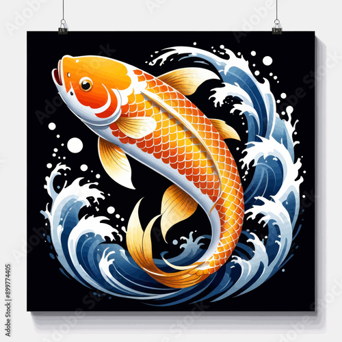 Goldfish Swimming in a Wave