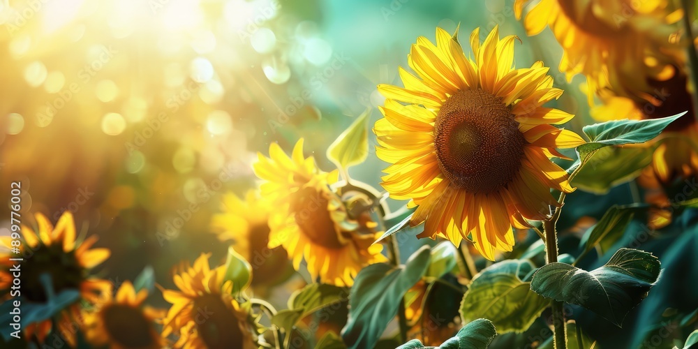 Obraz premium Beautiful sunflower background. Ai generation