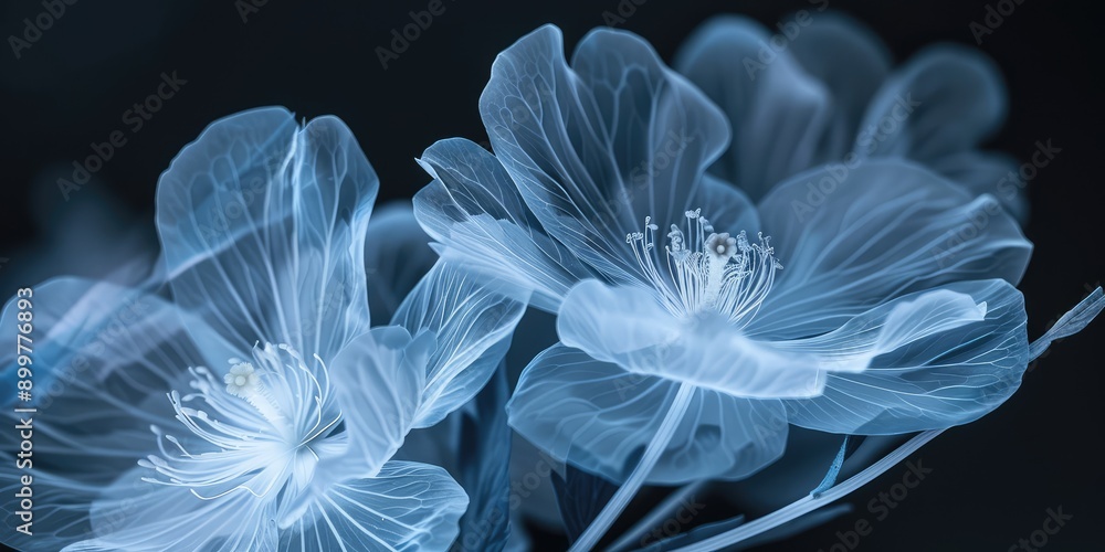 Xray blue flower background. AI generation Xray blue flower background. AI generation