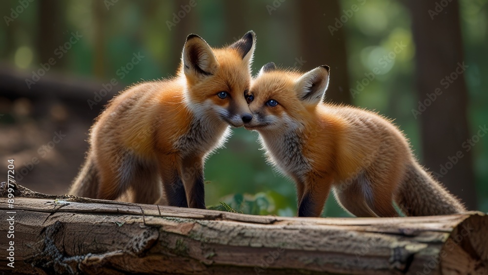 Playful Fox Cubs in Nature Playful Fox Cubs in Nature
