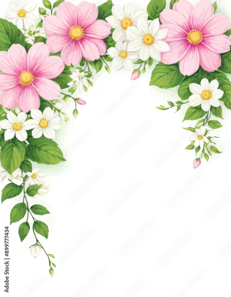 Floral Border with Pink and White Flowers Floral Border with Pink and White Flowers