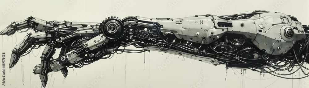 Close-up of a futuristic robotic arm showcasing intricate mechanical details and advanced technology on a clean background. Close-up of a futuristic robotic arm showcasing intricate mechanical details and advanced technology on a clean background.