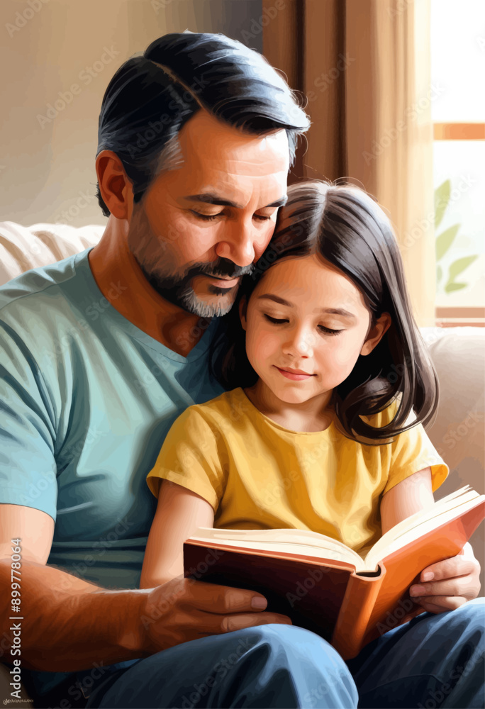 Father and daughter bonding over a book Father and daughter bonding over a book