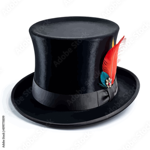 Elegant Top Hat with Feather Decoration