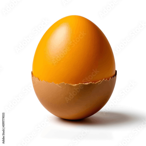 Eggshell with cracked shell and yolk exposed