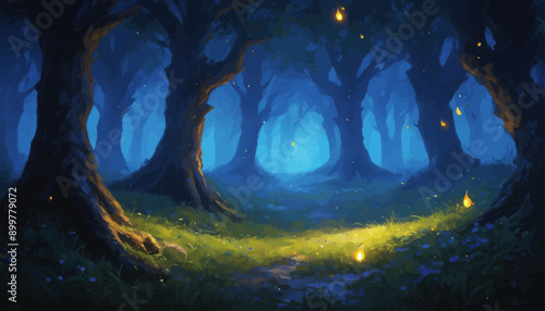 Enchanted Forest Path at Night