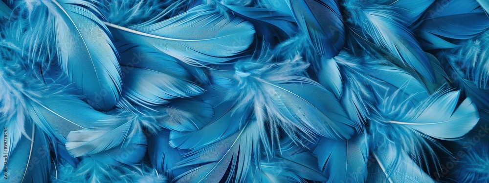 A blue feathery pattern with a blue background. The feathers are arranged in a way that creates a sense of movement and depth A blue feathery pattern with a blue background. The feathers are arranged in a way that creates a sense of movement and depth