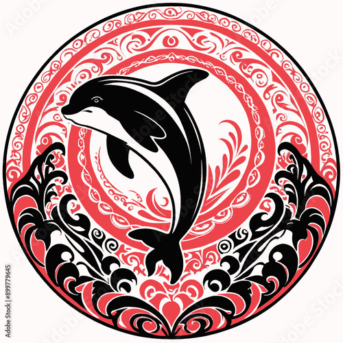 Dolphin in a stylized circle design