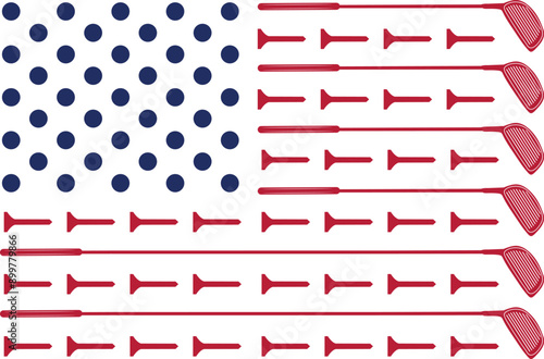  Golf American Flag, US flag, Golf Flag vector file