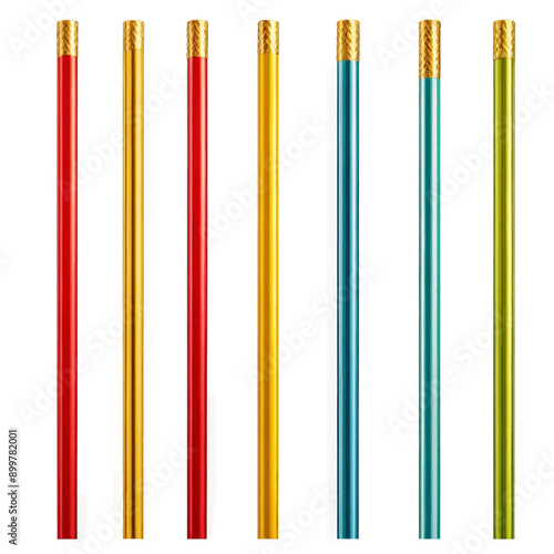 Colorful metal rods in a row