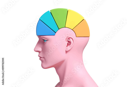 Colorful Head Illustration with Rainbow Hair