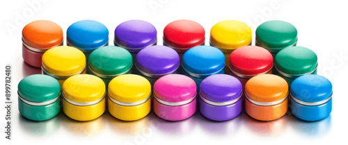 Colorful caps on a white background