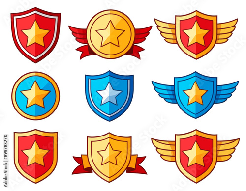 Collection of 12 Stylized Medieval-Inspired Shields and Emblems