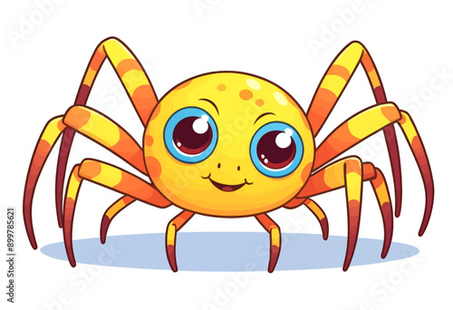 Cheerful Spider with Big Blue Eyes and Red Hair