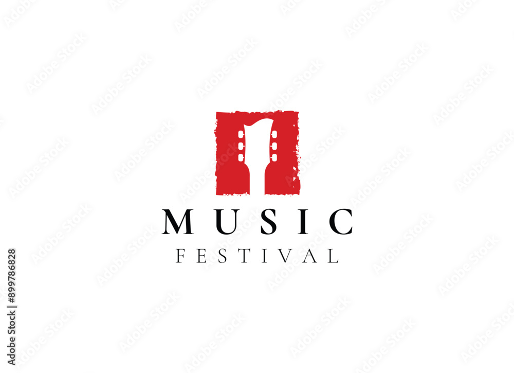 Obraz premium Music Guitar Festival Logo Design Template. Music Festival Logo