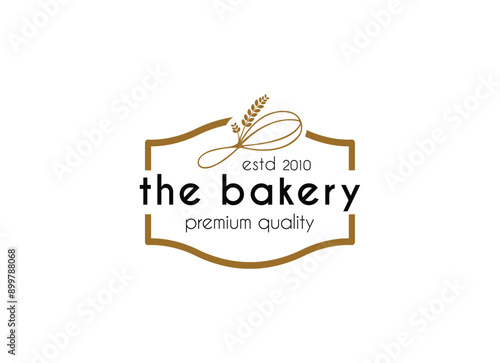 Bakery and cake coffee shop logo design illustration. Cake Pastry Simple Homemade Badge Template