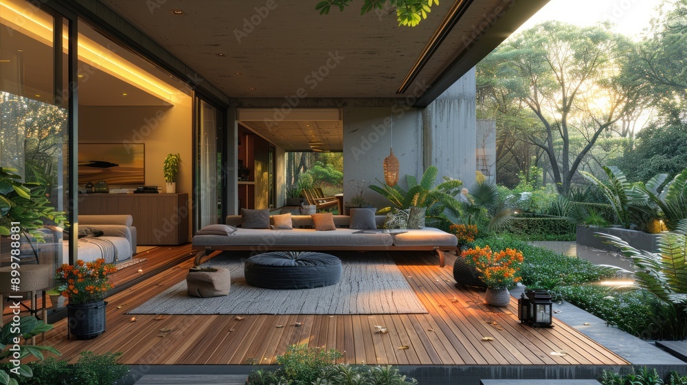 Modern Patio with Lush Greenery Modern Patio with Lush Greenery