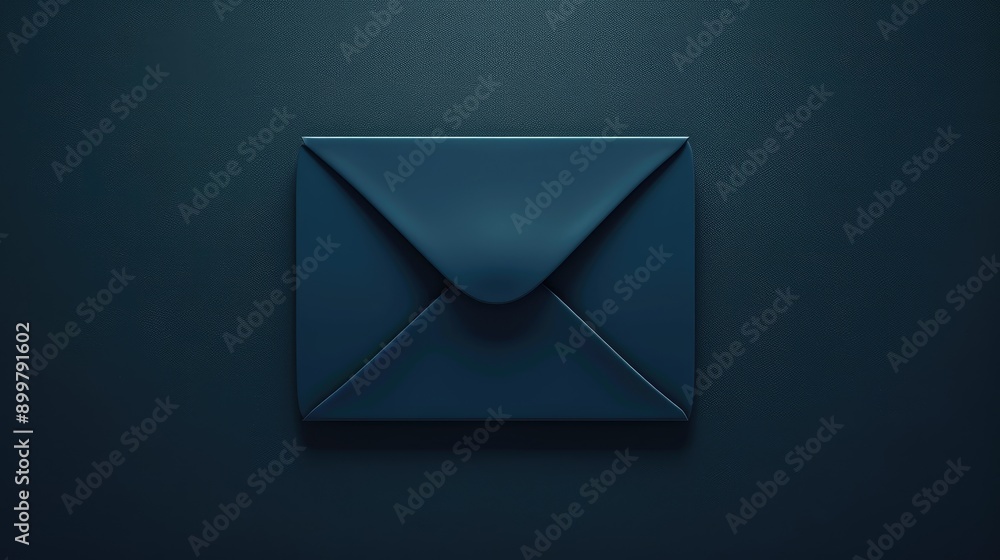 Dark blue postal envelope icon on black background Dark blue postal envelope icon on black background