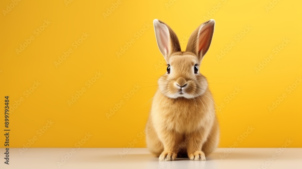 Obraz premium cute animal pet rabbit or bunny brown color smiling and laughing isolated with copy space for easter background, rabbit, animal, pet, cute, fur, ear, mammal, background, celebration, generate by AI