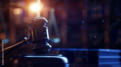 Law theme, gavel or mallet of the judge, lawyer enforcement officers, evidence-based cases taken into account in the court abount business, legislation photo