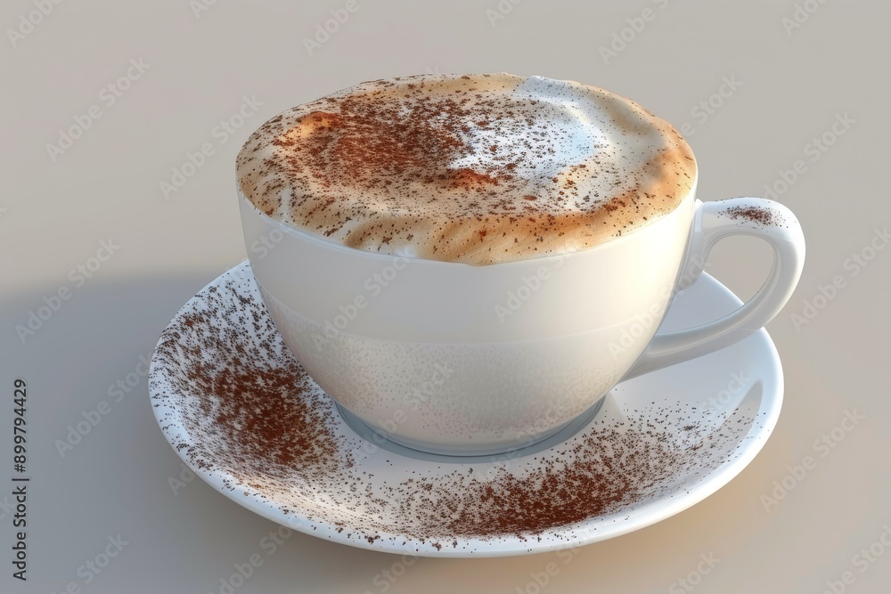 Cappuccino in white ceramic cup with cinnamon sprinkle captured in natural light perfect for cozy and inviting settings Cappuccino in white ceramic cup with cinnamon sprinkle captured in natural light perfect for cozy and inviting settings