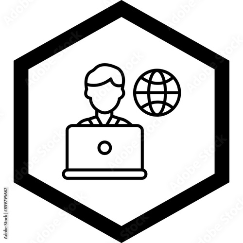 Remote Male Worker Icon Design