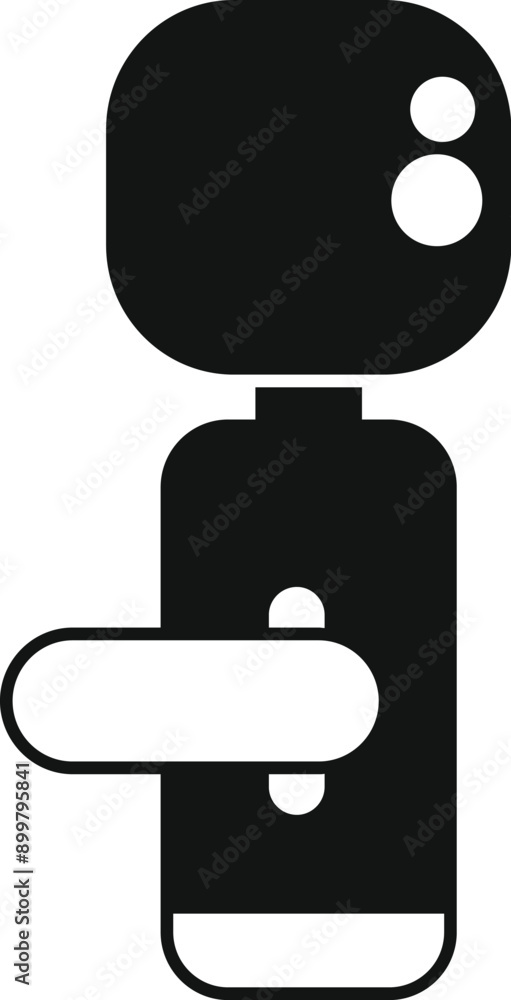Simple black and white icon of a modern door handle being used to open or close a door Simple black and white icon of a modern door handle being used to open or close a door