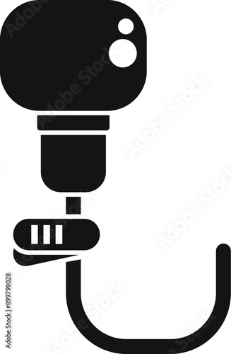 Black glyph icon representing a small clip lavalier microphone, ideal for discreet audio recording