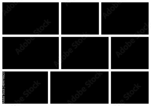 9 collage photo frame template . Template of photo, picture moodboard design. Vector illustration. picture board template.