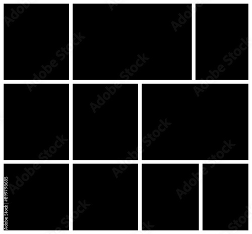 10 collage photo frame template . Template of photo, picture moodboard design. Vector illustration. picture board template.