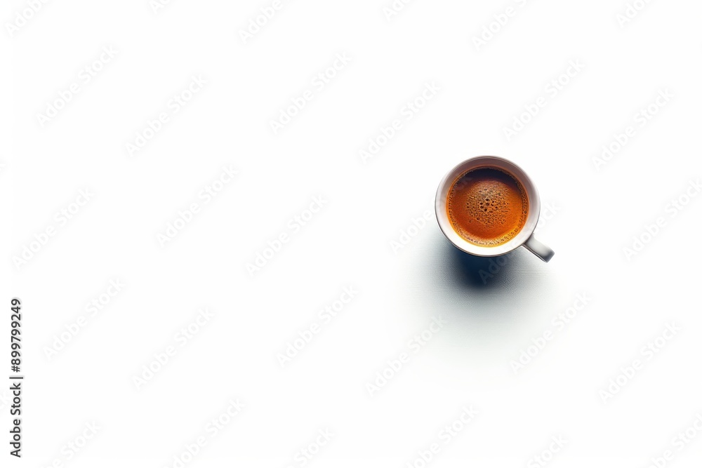 Tiny espresso cup on white background captured in minimalist setting perfect for modern and simple designs evokes simplicity and focus Tiny espresso cup on white background captured in minimalist setting perfect for modern and simple designs evokes simplicity and focus