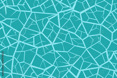 Shattered Teal Geometry: A captivating abstract background of a teal surface fractured by a web of bright lines, evoking a sense of fragmentation and resilience. 