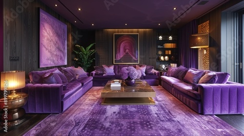 Purple Luxury Living Room Interior Design