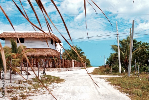 wooden house on the beach in Hol Box, Mexico photo