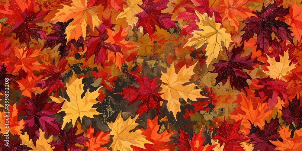 Autumn maple foliage, space. Ai generation. Autumn maple foliage, space. Ai generation.