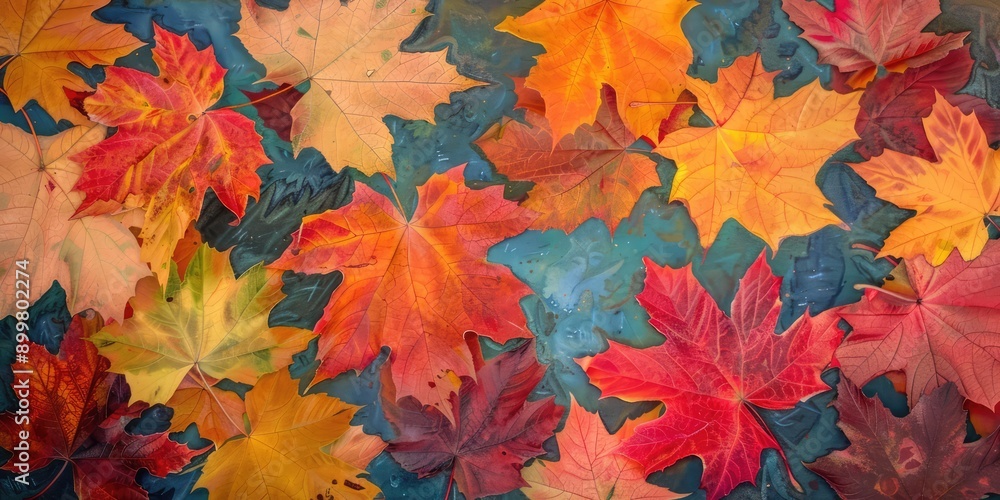 Autumn maple foliage, space. Ai generation. Autumn maple foliage, space. Ai generation.