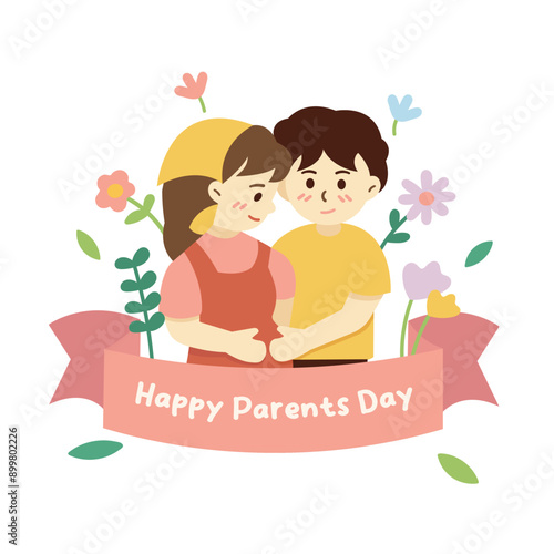 Clipart celebrating parents day with illustrations of pregnant mom