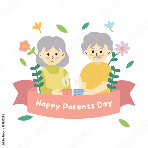 Clipart celebrating parents day with illustrations of grandma and grandpa