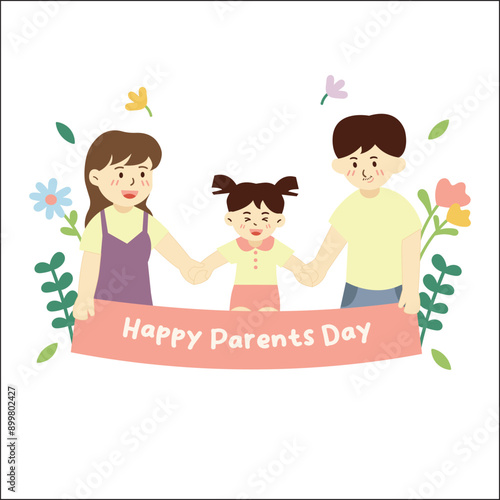 Clipart celebrating parents day with illustrations of and children