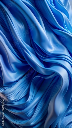 Wallpaper Mural A close-up image captures the intricate and flowing textures of a blue fabric-like material.  Torontodigital.ca