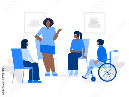 Four people in group psychotherapy