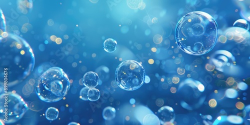 Wallpaper Mural Floating light blue bubbles. Ai generation. Torontodigital.ca