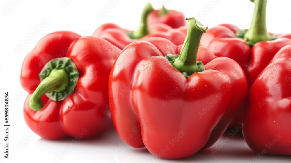 Fresh red bell peppers, isolated on a white background Fresh red bell peppers, isolated on a white background