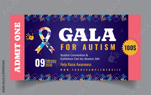 Tickets Design for awareness Autism Awareness Raffle Ticket design template 