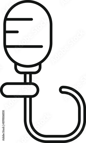 Line drawing of a medical enema using a rubber bulb syringe for colon cleansing