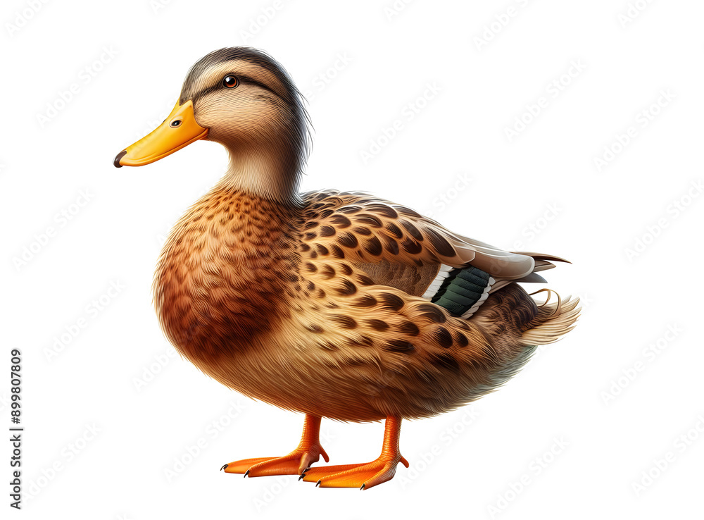 A cute wild duck standing isolated on a transparent background A cute wild duck standing isolated on a transparent background