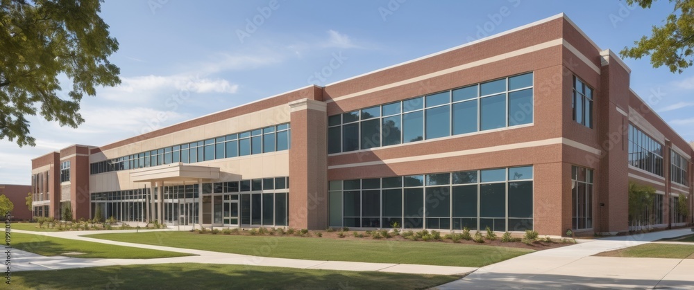 View of American School Building Exterior Architecture Concept View of American School Building Exterior Architecture Concept
