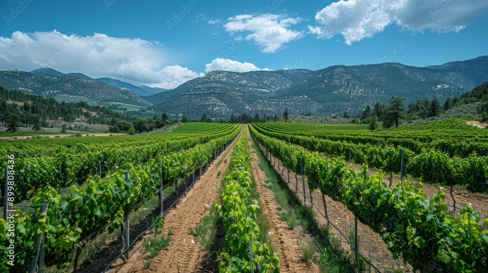 Fototapeta premium Vineyard Landscape in a Mountain Valley